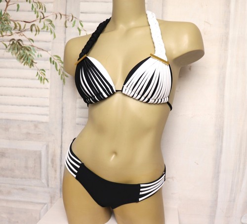 Schwarz weißer bikini - schwarz,